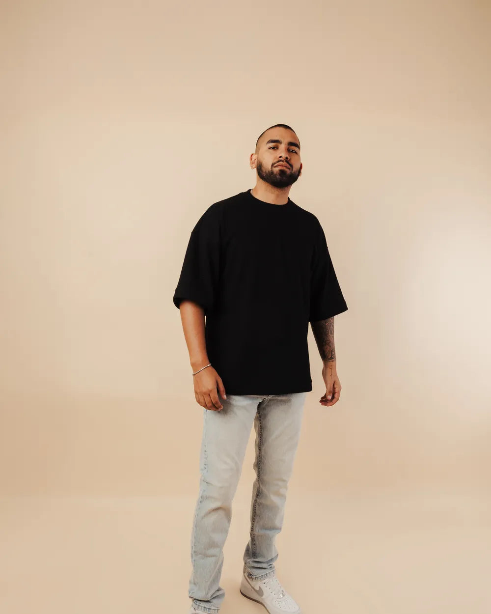 Camiseta Oversize Santorini Texturizada · Negro